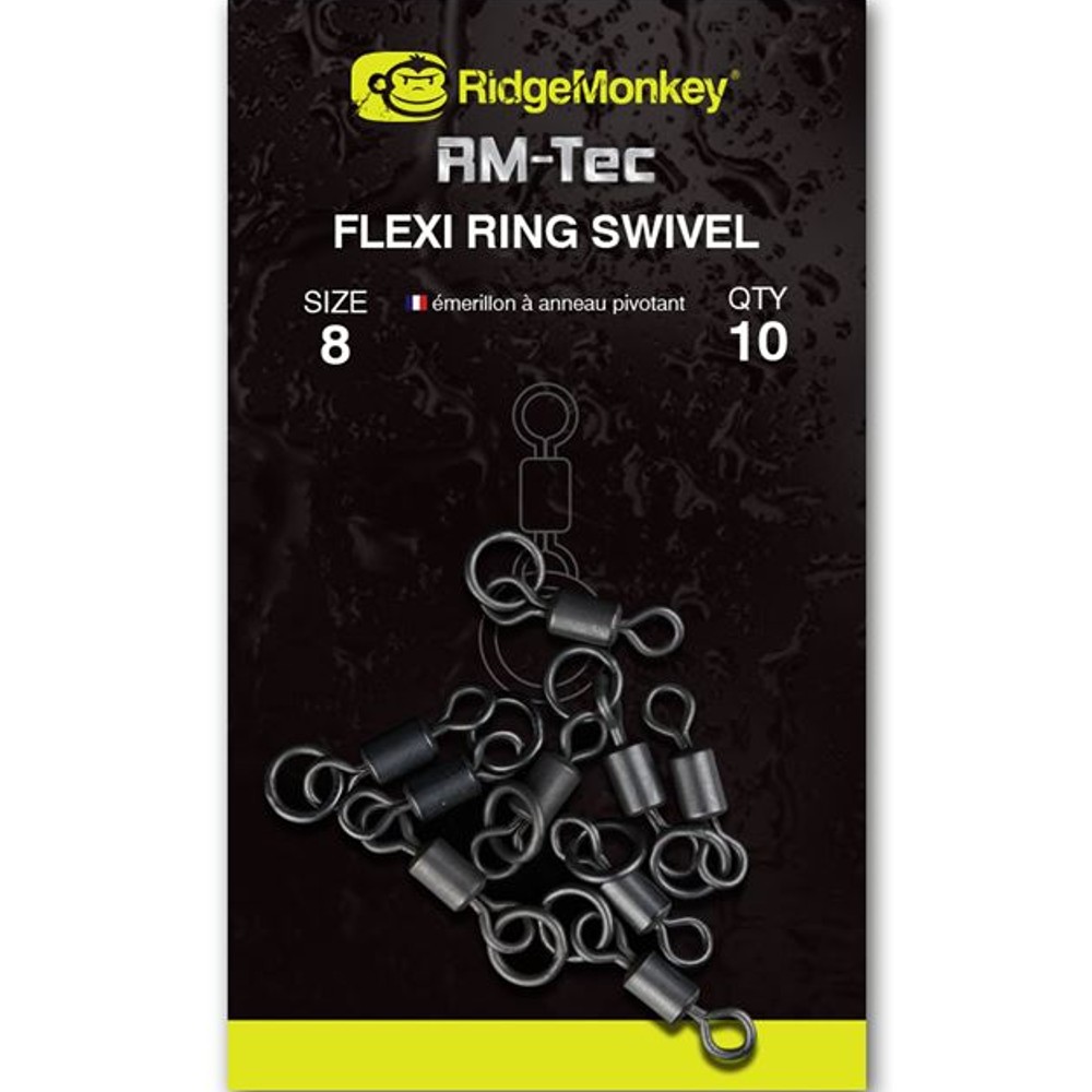 Levně Ridgemonkey obratlík rm-tec flexi ring swivel 10 ks - velikost 8