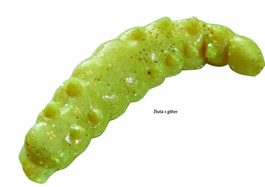 Berkley gumová nástraha  powerbait vosí larvy 2,5 cm 55 ks-žlutá+gliter