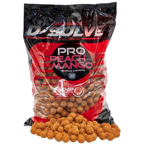 Starbaits Rozpustné Boilie D-Solve Boilies Pro Peach Mango 2,5 kg 20 mm