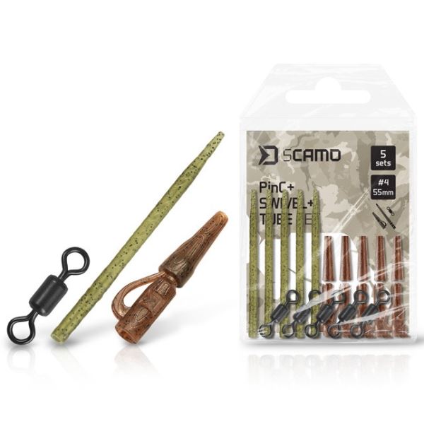 Delphin Set Závěsky a Převleky a Obratlíky sCAMO PinC + Swivel #4 + Tube 5 ks
