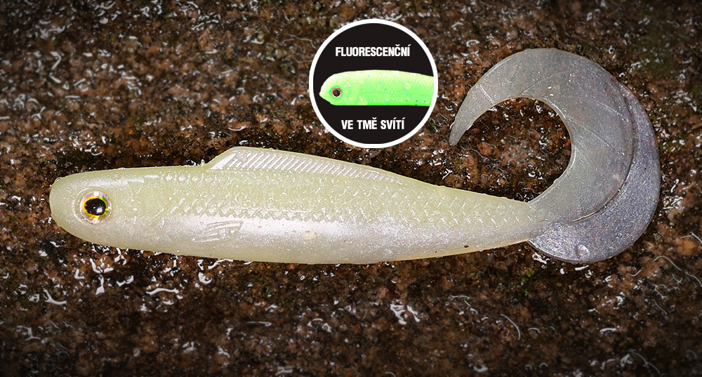 Redbass gumová nástraha twister kixter lemon uv glow - l 100 mm