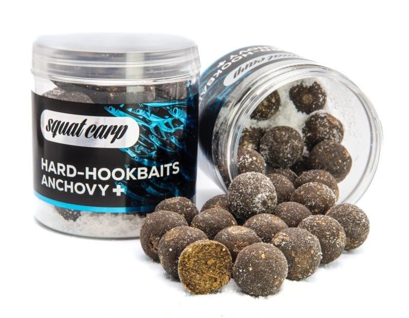 Levně Squat carp tvrzené boilies hard hookbaits anchovy+ 170 g - 24 mm