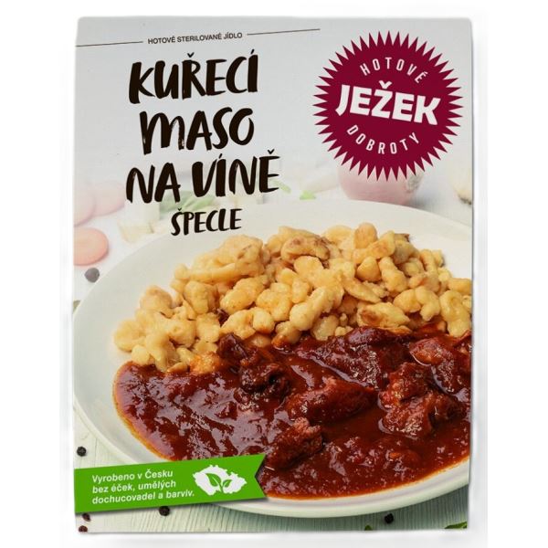 Ježkovy Krabičky Kuřecí Maso Na Víně a Špecle 450 g
