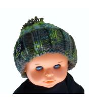 R-SPEKT Dětský Kulich Maxi PomPom Beanie Šedozelený (3)