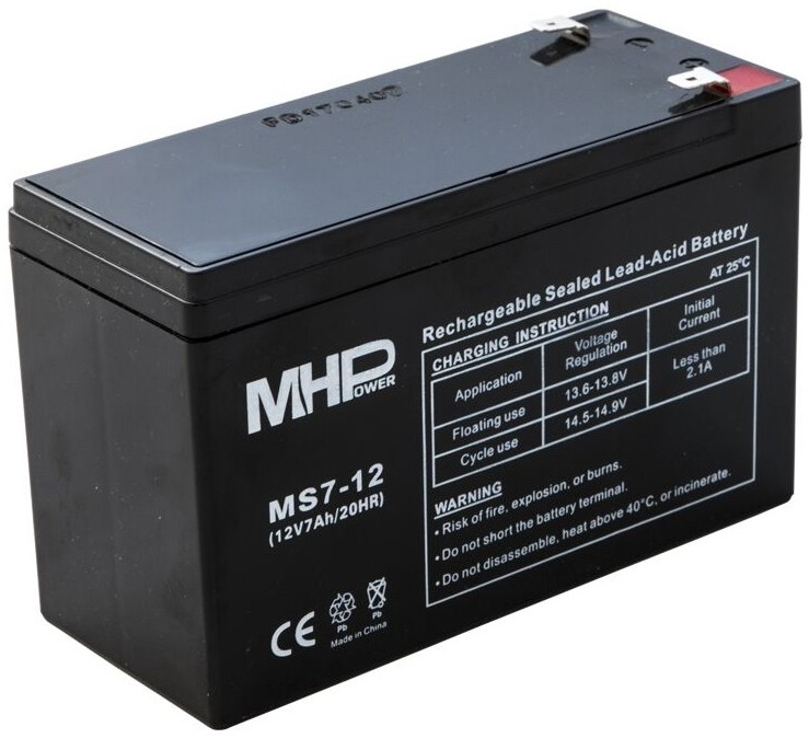 Levně Mhpower olověný akumulátor ms7-12 agm 12 v 7 ah faston f2 6,3 mm
