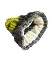 R-SPEKT Kulich Maxi PomPom Beanie Šedý Citron (6)