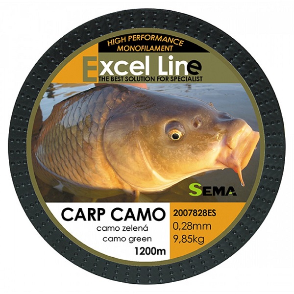 Levně Sema vlasec carp camo zelená 1200 m-průměr 0,28 mm / nosnost 9,85 kg