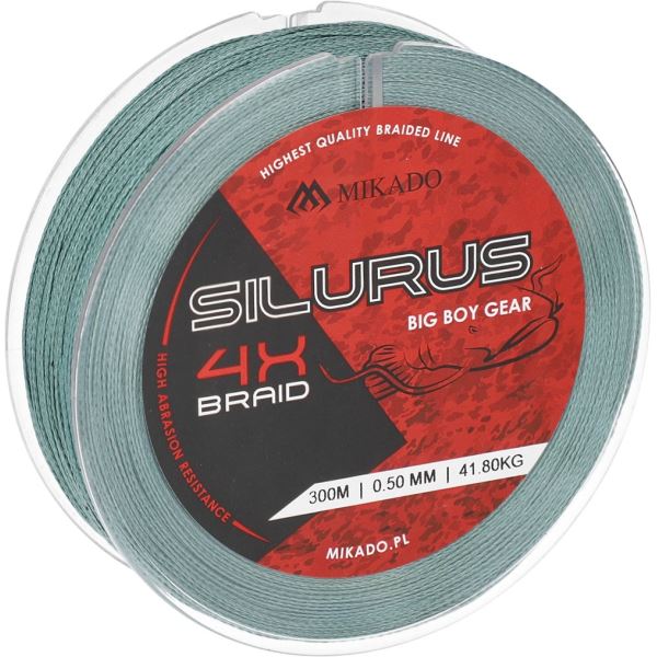 Mikado Pletená Šňůra Silurus 4X Braid Zelená 300 m