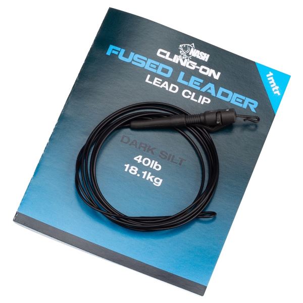 Nash Montáž Cling-On Fused Lead Clip Leader 40lb Silt 1 m