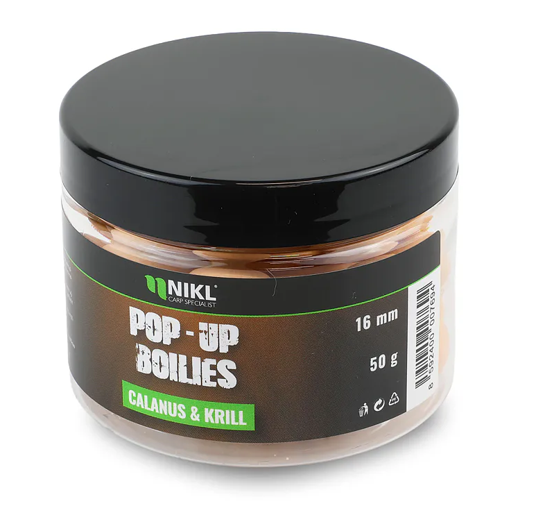 Levně Nikl plovoucí pop-up boilies calanus & krill - 14 mm 50 g