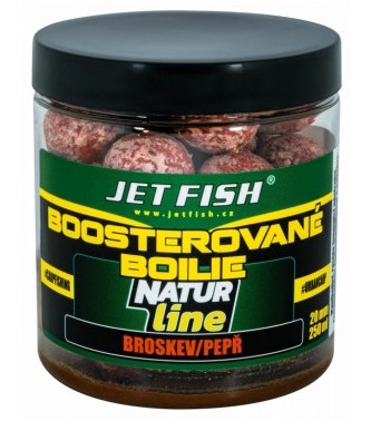 Jet fish boostrované boilie natur line broskev pepř 250 ml 20 mm