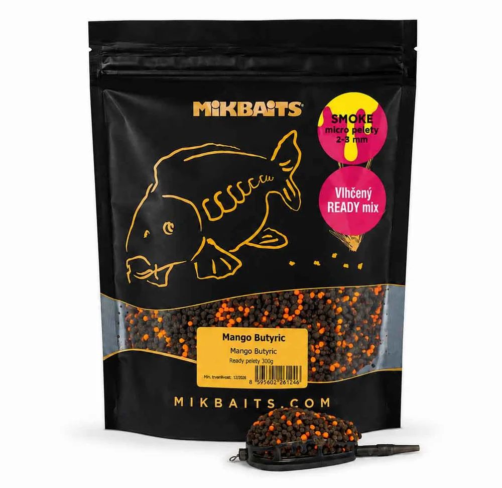 Mikbaits pelety smoke ready vlhčené pelety 300 g 2-3 mm - mango butyric