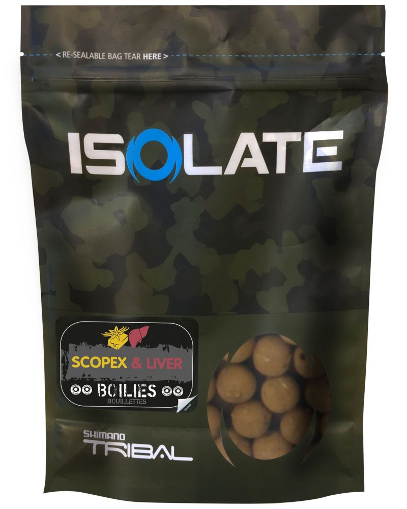 Levně Shimano boilie isolate scopex liver - 18 mm 1 kg