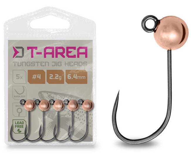 Delphin jigová hlavička t-area bl wolframový jig měděný 5 ks - #4 / 2,2 g / 6,4 mm
