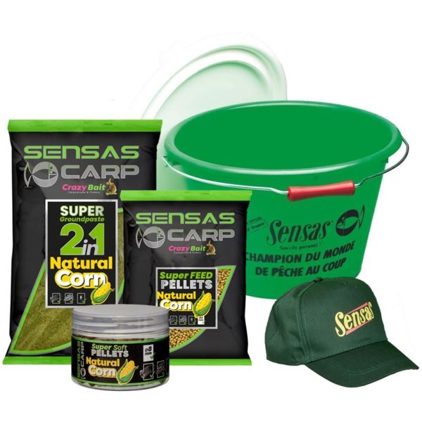 Sensas Akční Kbelík s Krmením Carp Paste Pellets Corn