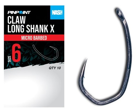 Nash háčky claw long shank x micro barbed 10 ks - velikost 6