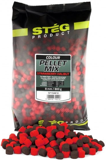 Levně Stég pelety pellet mix 800 g 8 mm - strawberry halibut