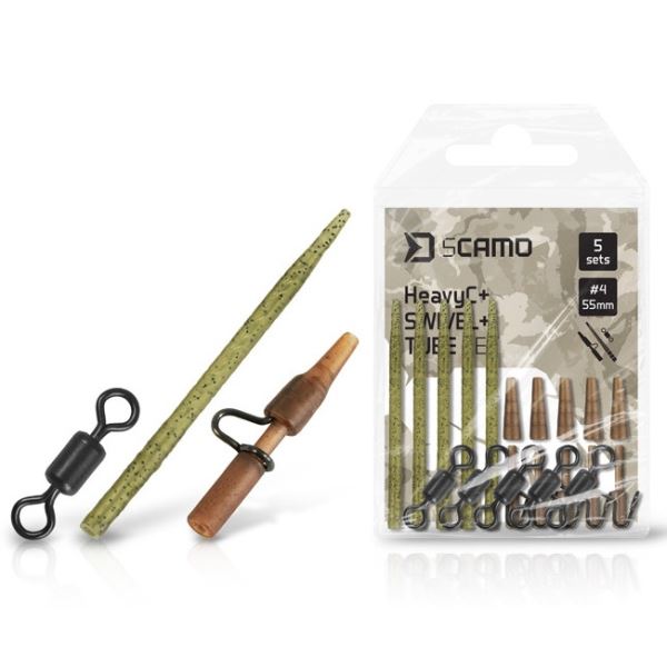 Delphin Set Závěsky a Převleky a Obratlíky sCAMO HeavyC + Swivel #4 + Tube 5 ks
