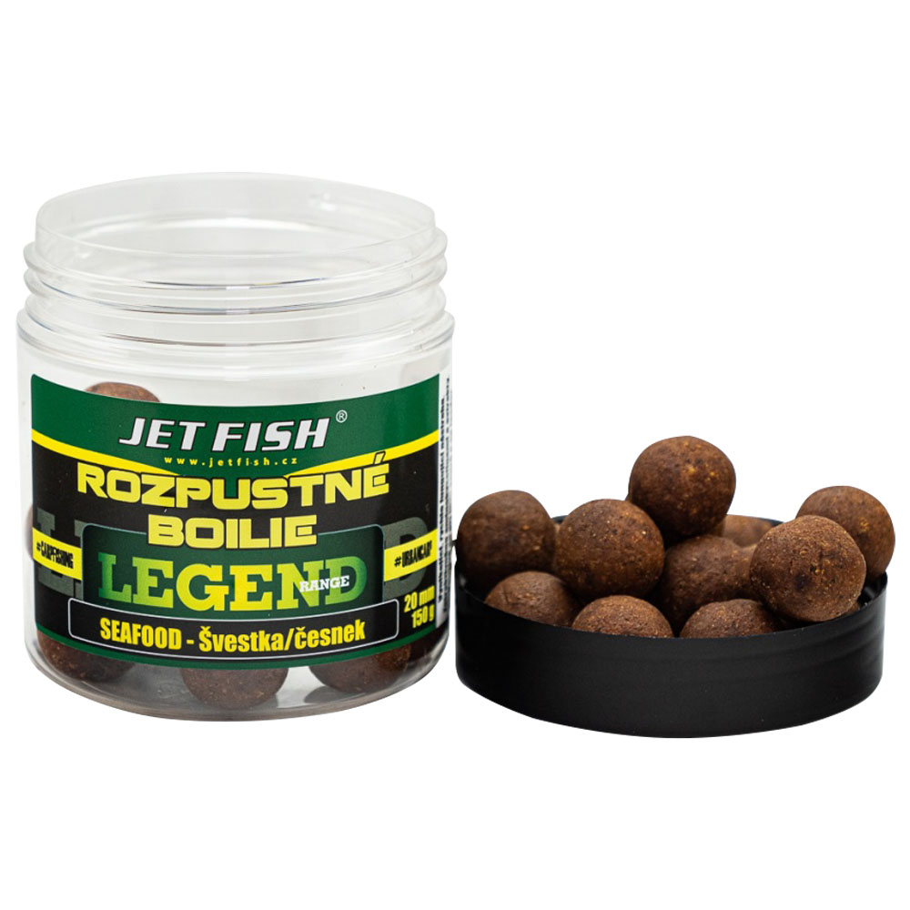 Levně Jet fish rozpustné boilie legend range seafood švestka česnek 250 ml - 20 mm