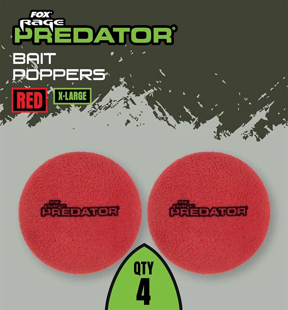 Fox rage predator plovoucí pěna bait poppers 4 ks - červená x-large