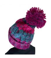 R-SPEKT Dětský Kulich Maxi PomPom Beanie Modrovínový (1)