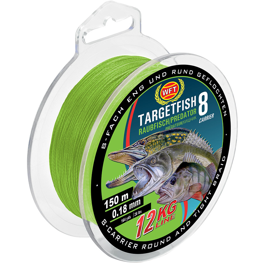 Wft splétaná šňůra targetfish 8 chartreuse 150 m zelená - 0,18 mm - 13 kg