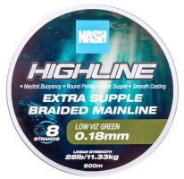 Nash Splétaná Šňůra Highline Extra Supple Braid Green 600 m - 0,18 mm 11,3 kg