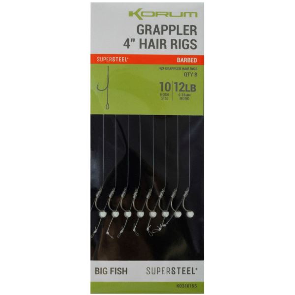 Korum Návazec Grappler 4” Hair Rigs Barbed 10 cm