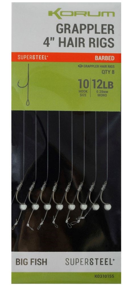 Korum Návazec Grappler 4” Hair Rigs Barbed 10 cm (4)