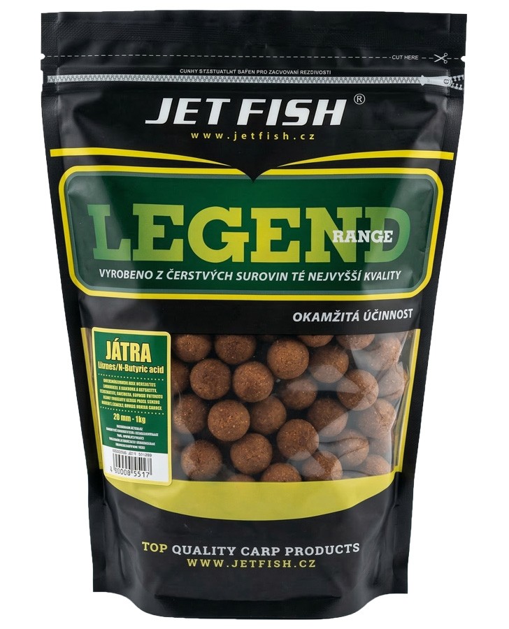Levně Jet fish boilie legend range játra ananas n-butyric - 1 kg 24 mm