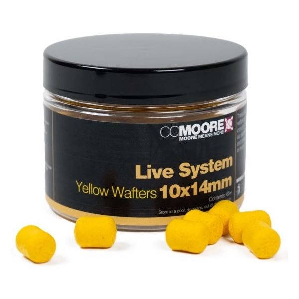 CC Moore Vyvážené Boilie Dumbell Wafters Live System Yellow 10x14 mm 65 ks