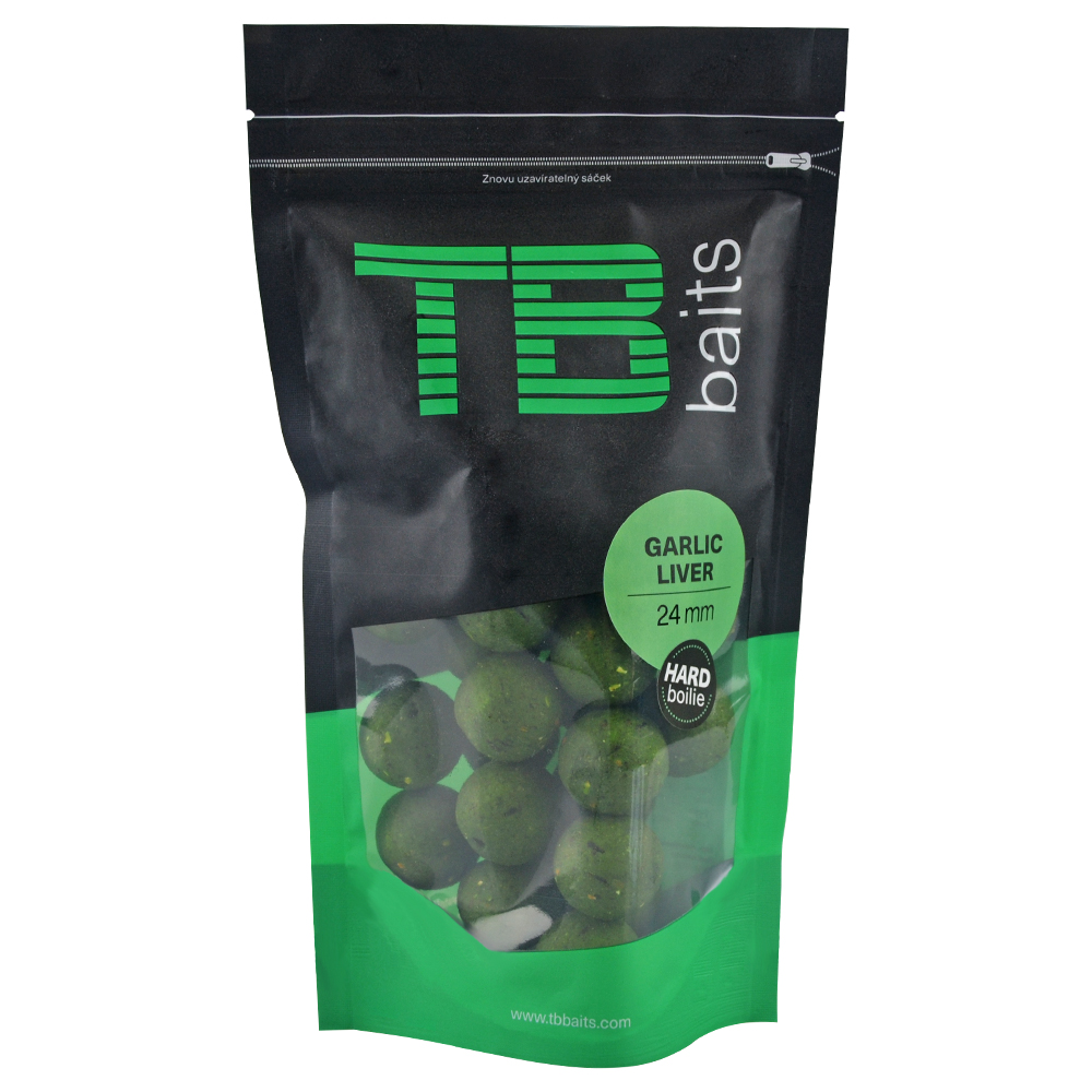 Levně Tb baits hard boilie garlic liver - 250 g 24 mm