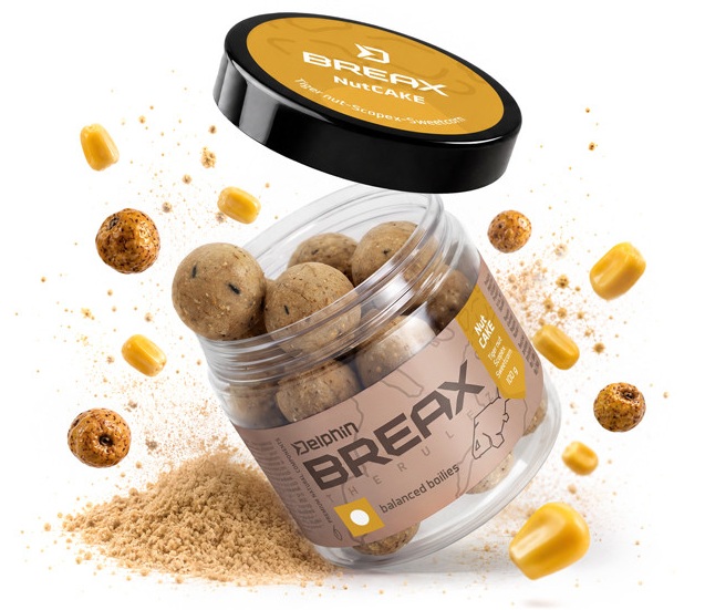 Delphin vyvážené boilies breax nutcake tygří ořech scopex kukuřice 100 g - 24 mm