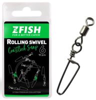 Zfish Obratlík s Karabinou Rolling Swivel & Coastlock Snap 10 ks - Velikost 12 Nosnost 18 kg