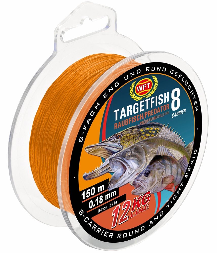 Wft splétaná šňůra tf8 raubfisch predator oranžová 150 m - 0,18 mm 13 kg