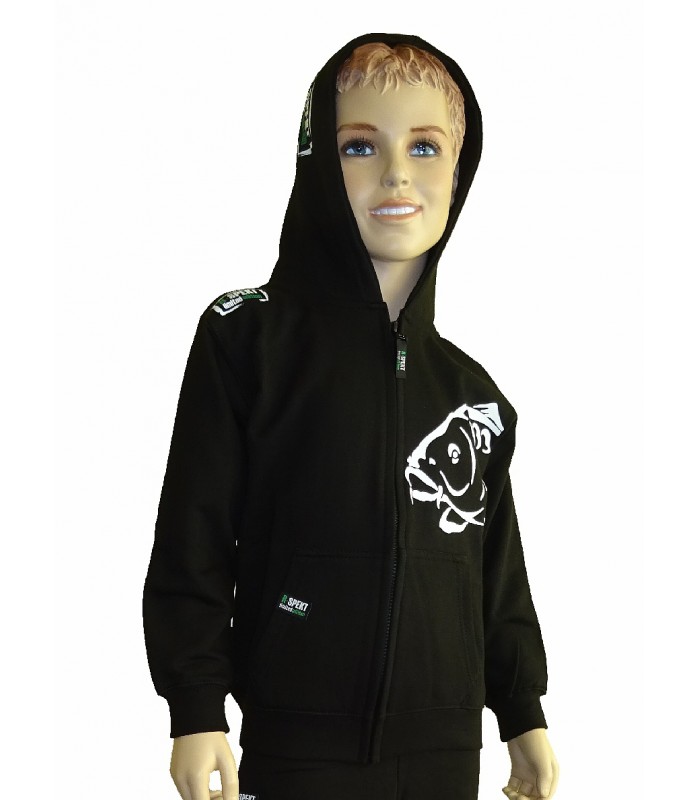 R-spekt dětská mikina zipová s kapucí carper kids black - 9-10 let