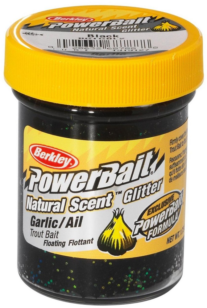 Levně Berkley těsto na pstruhy natural glitter troutbait česnek - třpytivá černá