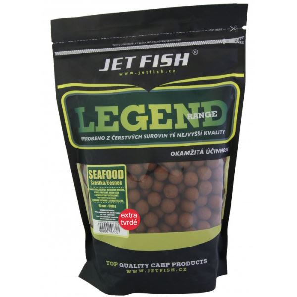 Jet Fish Extra Tvrdé Boilie Legend Range Seafood Švestka Česnek 250 g