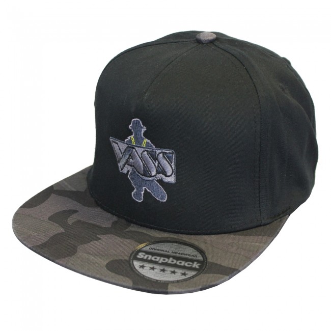 Levně Vass kšiltovka snapback black with black/grey camo peak