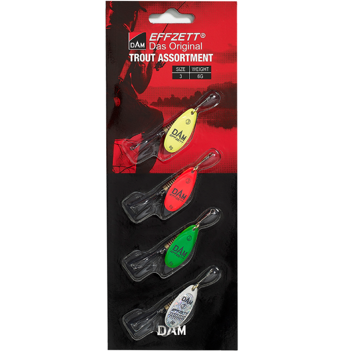 Dam sada třpytek assortment spinner 4 ks 3 6 g sinking trout