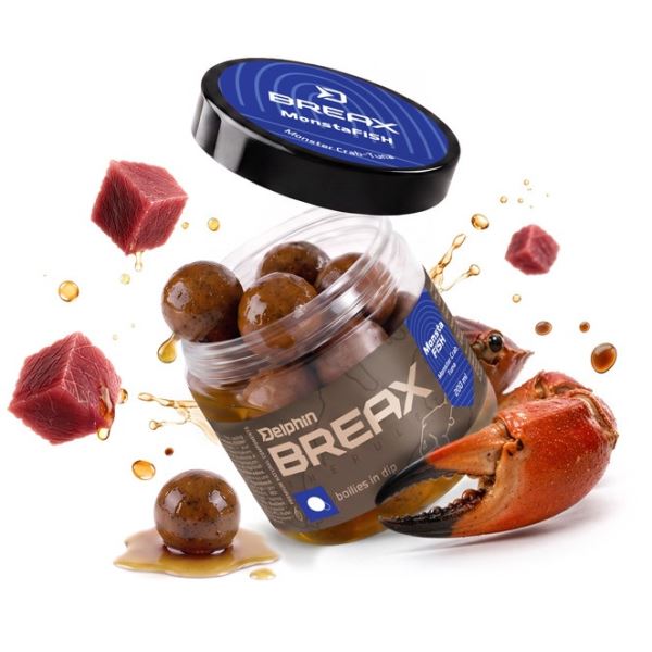 Delphin Boilies V Dipu BreaX MonstaFISH Monster Krab Tuňák 200 ml