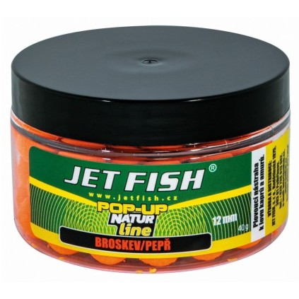 Levně Jet fish plovoucí boilie pop-up natur line broskev pepř - 40 g 12 mm
