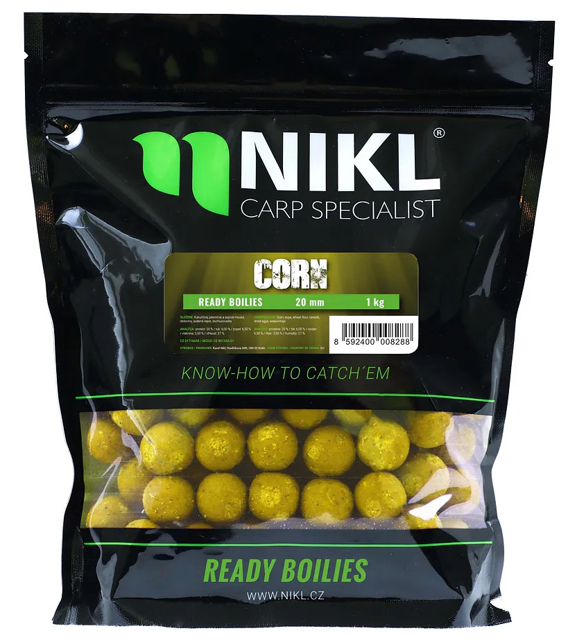 Levně Nikl boilie ready corn - 1 kg 24 mm