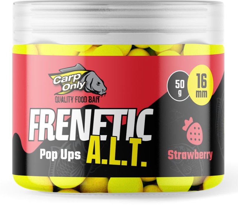 Carp only plovoucí boilies frenetic a.l.t. hi-visual pop ups 16 mm 50 g - strawberry