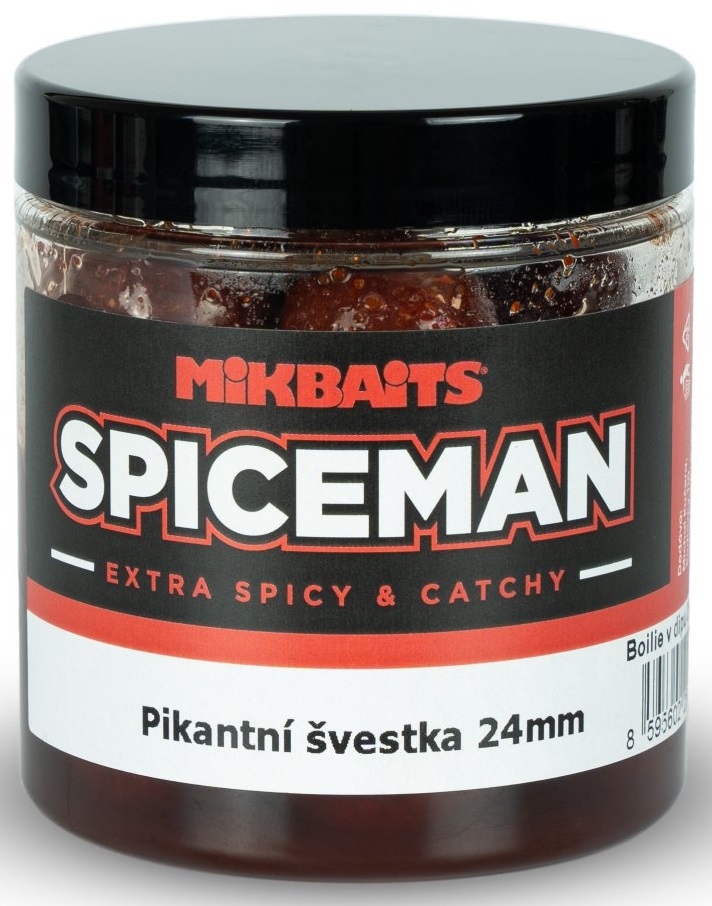 Mikbaits boilie v dipu spiceman pikantní švestka 250 ml - 24 mm
