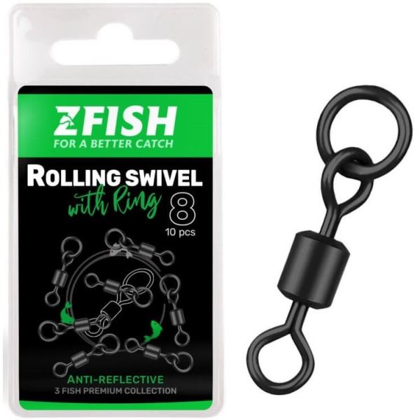Zfish Obratlík s Kroužkem Rolling Swivel With Ring Black Matt Vel 8 Nosnost 26 kg