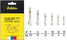 Delphin Obratlík S Karabinou Rollings Swivel With Hooked Snap B-03 10 ks