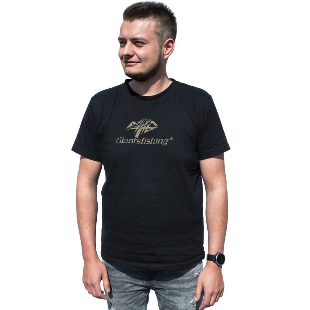 Giants fishing tričko pánské černé camo logo - velikost xxl