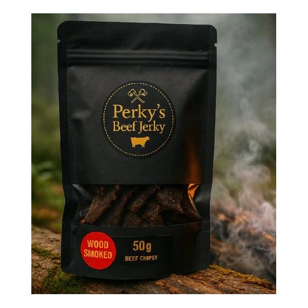 Perky´s Jerky Sušené Hovězí Maso Beef Chipsy (Wood Smoked) 50 g