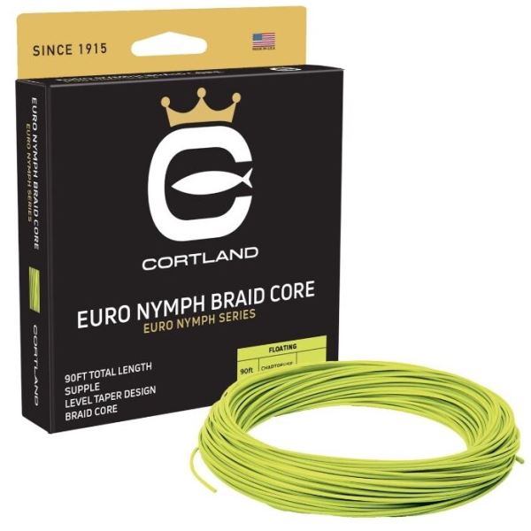 Cortland Muškařská Šňůra Euro Nymph Braid Core .022 Fresh Level Sage Green/Chartreuse 90 ft